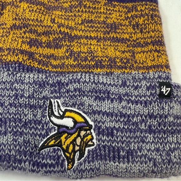 47 Brand Purple and Gold MN Vikings Pom-Pom Beanie #skol - Picture 3 of 8